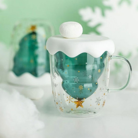 250ML Christmas-Tree Glass Mug, Promotional Glass, business gifts