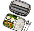 3-Compartment Stainless Steel Lunch Box (with Cutlery), Cutlery Set, business gifts