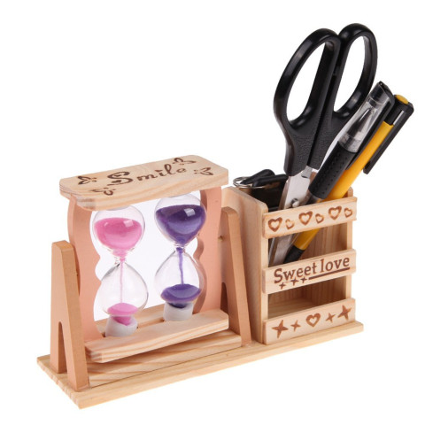 Wooden Hourglass Pen Holder, Pen Stand, business gifts