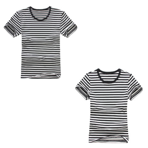 Round Neck Striped Short Sleeve Shirt, T-Shirts, business gifts